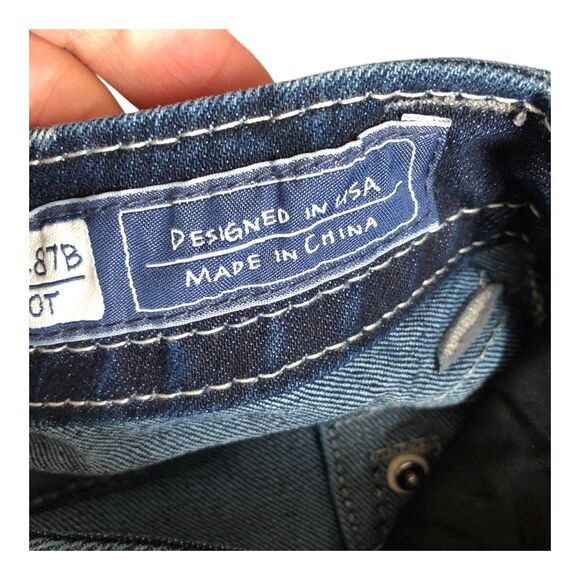 Miss Me Thick Stitched Retro Y2K Low Rise Boot Cut Denim Womens Jeans 28x34 - Picture 9 of 16